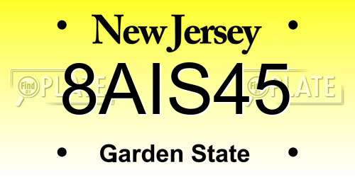 8AIS45 New Jersey License Plate