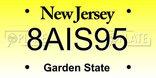 8AIS95 New Jersey License Plate