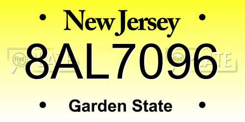 8AL7096 New Jersey License Plate