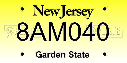 8AM040 New Jersey License Plate