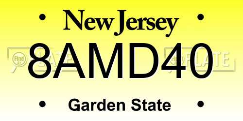 8AMD40 New Jersey License Plate
