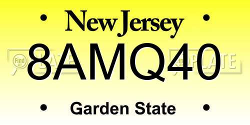 8AMQ40 New Jersey License Plate