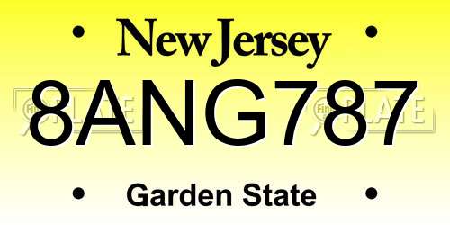 8ANG787 New Jersey License Plate