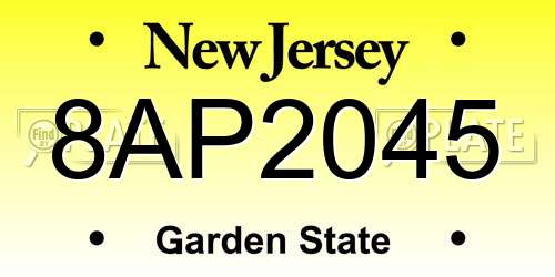 8AP2045 New Jersey License Plate
