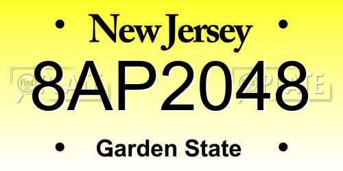 8AP2048 New Jersey License Plate