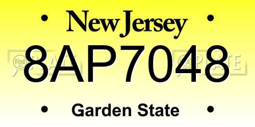 8AP7048 New Jersey License Plate