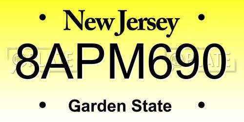 8APM690 New Jersey License Plate