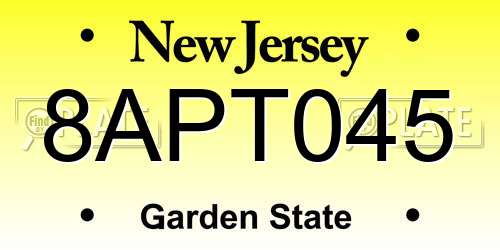 8APT045 New Jersey License Plate