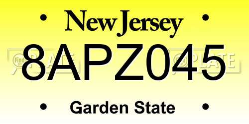 8APZ045 New Jersey License Plate