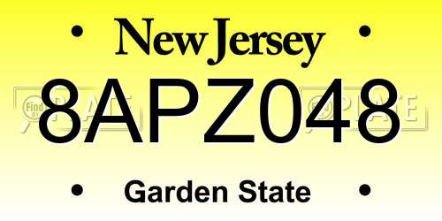 8APZ048 New Jersey License Plate