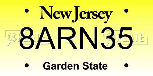8ARN35 New Jersey License Plate