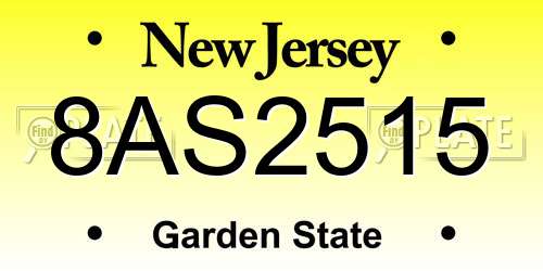 8AS2515 New Jersey License Plate