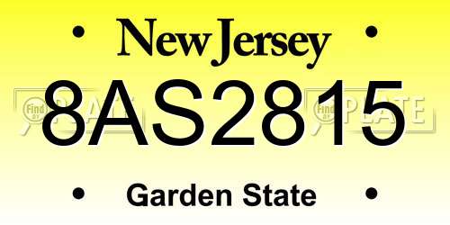 8AS2815 New Jersey License Plate