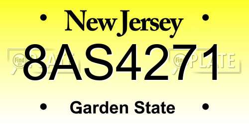 8AS4271 New Jersey License Plate