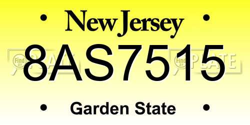 8AS7515 New Jersey License Plate