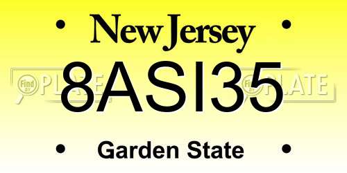 8ASI35 New Jersey License Plate