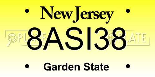 8ASI38 New Jersey License Plate