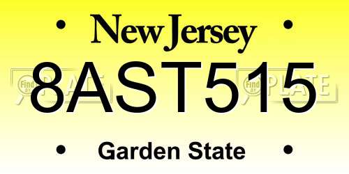 8AST515 New Jersey License Plate