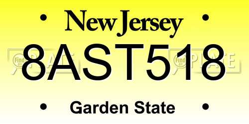 8AST518 New Jersey License Plate
