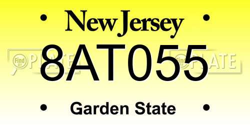 8AT055 New Jersey License Plate