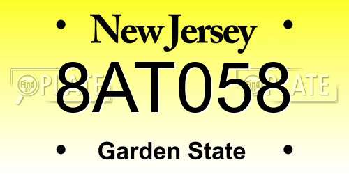 8AT058 New Jersey License Plate