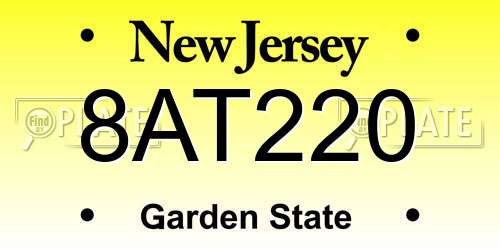 8AT220 New Jersey License Plate