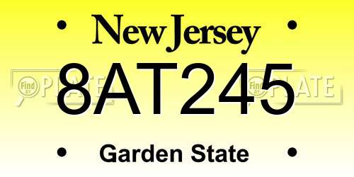 8AT245 New Jersey License Plate