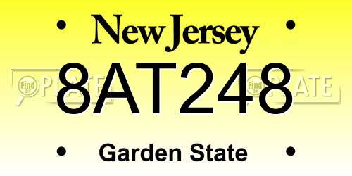 8AT248 New Jersey License Plate