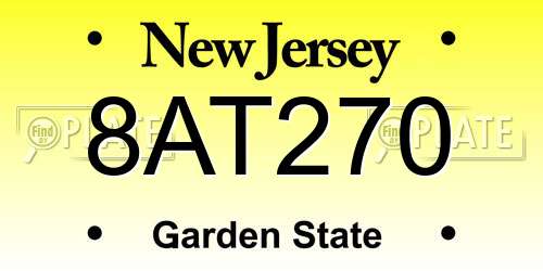 8AT270 New Jersey License Plate