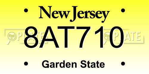 8AT710 New Jersey License Plate