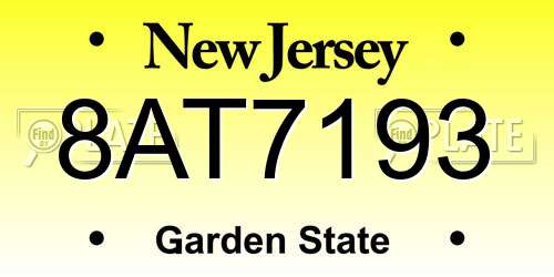 8AT7193 New Jersey License Plate