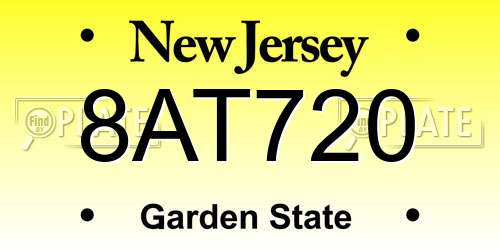 8AT720 New Jersey License Plate
