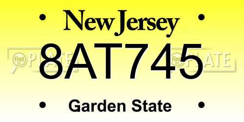 8AT745 New Jersey License Plate