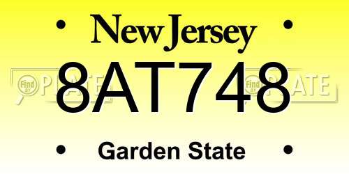 8AT748 New Jersey License Plate