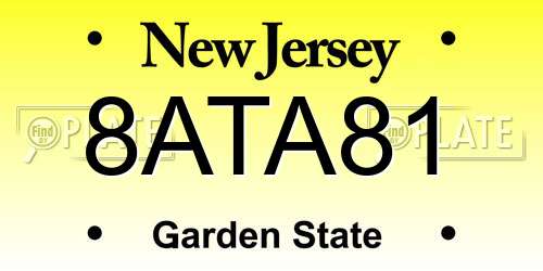 8ATA81 New Jersey License Plate