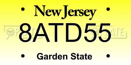 8ATD55 New Jersey License Plate
