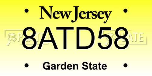8ATD58 New Jersey License Plate