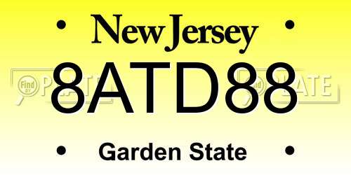 8ATD88 New Jersey License Plate