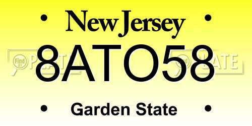 8ATO58 New Jersey License Plate