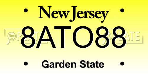 8ATO88 New Jersey License Plate