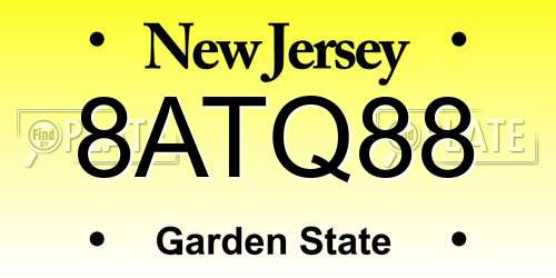 8ATQ88 New Jersey License Plate