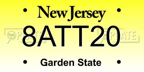 8ATT20 New Jersey License Plate