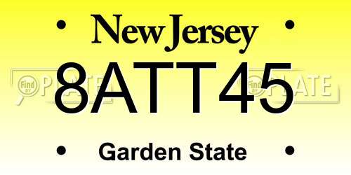 8ATT45 New Jersey License Plate