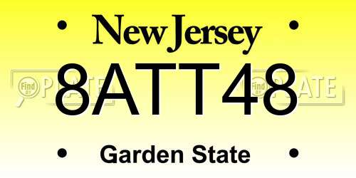 8ATT48 New Jersey License Plate