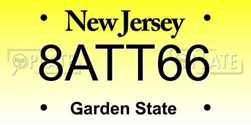 8ATT66 New Jersey License Plate