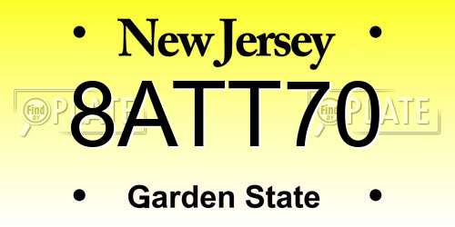 8ATT70 New Jersey License Plate