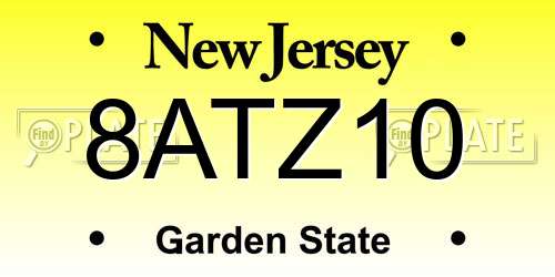 8ATZ10 New Jersey License Plate