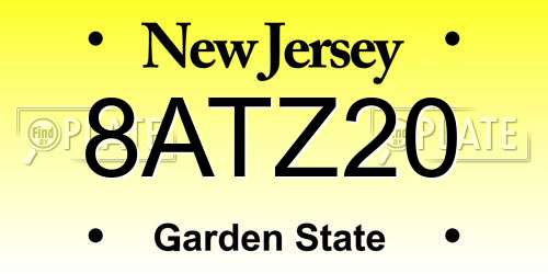 8ATZ20 New Jersey License Plate