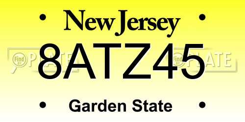 8ATZ45 New Jersey License Plate