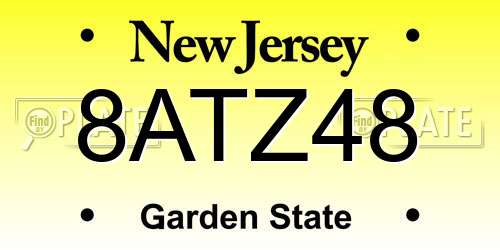 8ATZ48 New Jersey License Plate